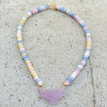 Pink Quartz & Lavender Mix OOAK  Phoenix Necklace
