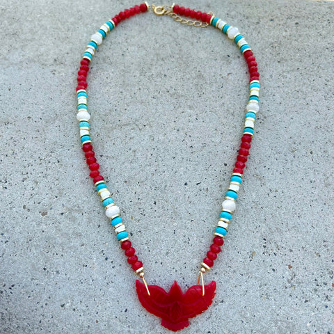 Red Agate Phoenix Necklace