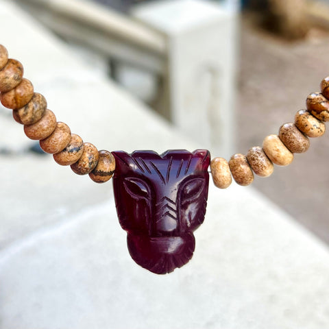 Bagheera Garnet Beige Jasper Necklace