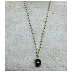 Black Onyx Moonstone Hamsa Black Onyx Necklace
