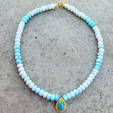 Copacabana Amazonite & Aqua Opals Alexis Necklace