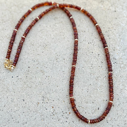 Long Carnelian Heishi Beaded Necklace