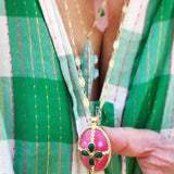 King Henry Pink Opal Green Onyx Necklace