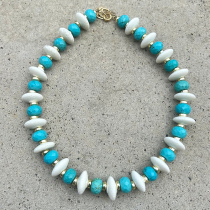 White Coral & Turquoise Biggie Necklace