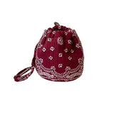 Burgundy Bandana Mini Bucket Bag