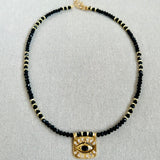 Dangling Square  Black Onyx Necklace