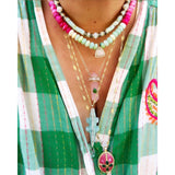 King Henry Pink Opal Green Onyx Necklace