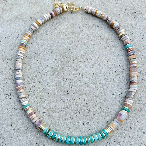 Claudia Fire & Blue Opals Necklace