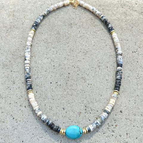 Sinay Dandrit Opal Turquoise Beaded Necklace