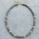 Greta Pyrite & Amethyst Beaded Necklace