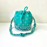 Aqua Bandana Mini Bucket Bag