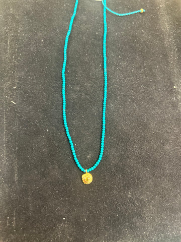 Beaded turquoise citrine eye necklace