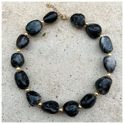 Black Agate Biggie Nuggets Necklace