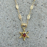 Filigree Chain Gem Magen David Necklace