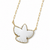 White Agate Eagle Pave Necklace