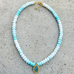 Copacabana Blue Chalcedony & Aqua Opals Alexis Necklace