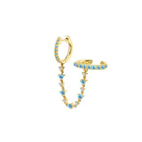 Hook Me Up Pave Hoop & Ear Cuff Floating Chain Earring