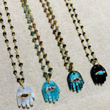 Amazonite Hamsa Tourmalines Necklace