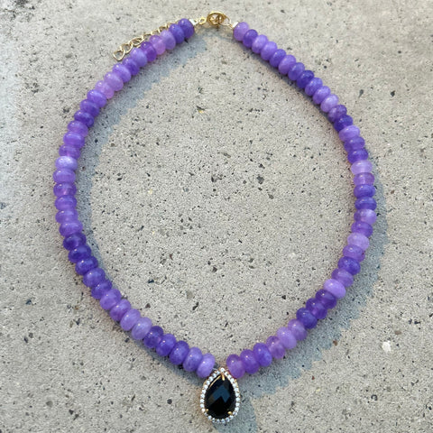 Purple Jade & Black Onyx Alexis Necklace