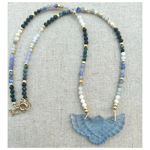 Blue Chalcedony Phoenix Assorted Gems Necklace