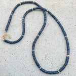 Long Iolite Heishi Beaded Necklace