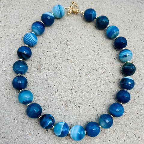 Faceted Blue gate Necklace