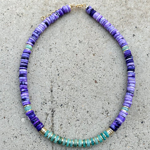 Claudia Purple & Aqua Opals Necklace