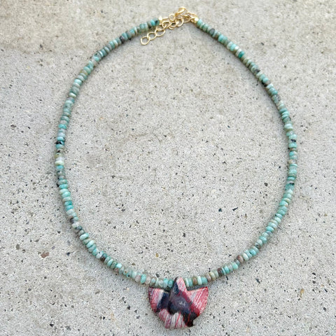 Mini Rhodochrosite Thunderbird Necklace