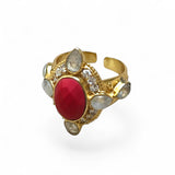 Solara Red Onyx Adjustable Ring