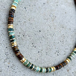 Greta Tiger Eye & Emerald Beaded Necklace