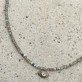 Labradorite Grey Diamonds Eye Necklace