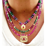 Dangling Square Hot Pink Necklace