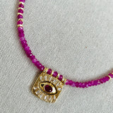 Dangling Square Hot Pink Necklace