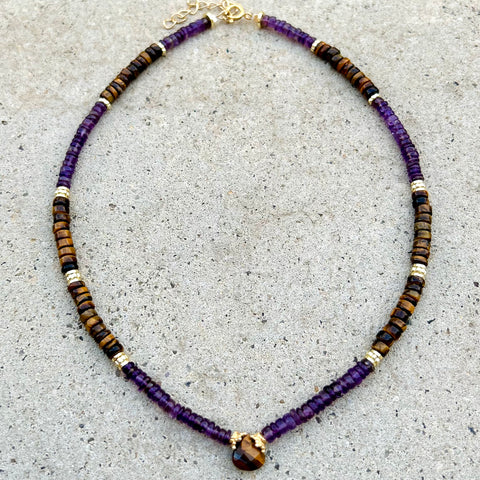 Jaipur Amethyst & Tiger Eye Necklace