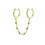 Hook Me Up Pave Double Hoops Floating Chain Earring