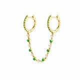 Hook Me Up Pave Double Hoops Floating Chain Earring