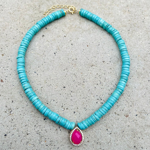 Turquoise & Queen Chalcedony Alexis Necklace