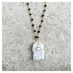 Moonstone Hamsa Black Onyx Necklace