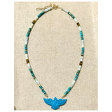 Turquoise Phoenix Assorted Gems Beaded Necklace