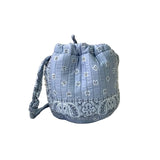 Grey Blue Bandana Mini Bucket Bag