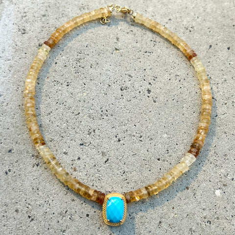 Emma Citrine Turquoise Necklace