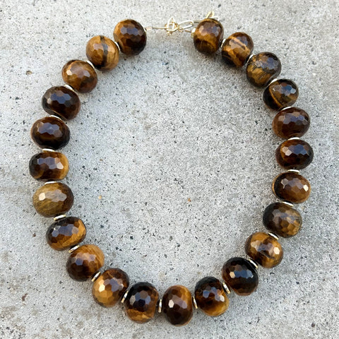 Faceted Big Mrs Atias Tiger Eye Necklace