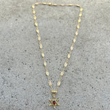 Filigree Chain Gem Magen David Necklace
