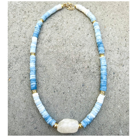 Sinay Light Blue Opal Beaded Necklace