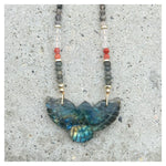 Labradorite Phoenix Grey Orange Necklace