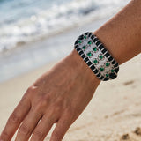 Daisy Green Black Woven Bracelet