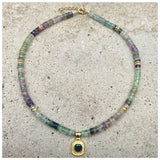 Athena Purple Fluorite Green Pendant Necklace