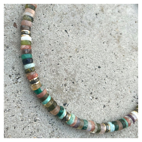 Short Striped Beaded Necklace