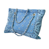 Blue Grey Bandana Tote Bag