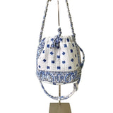 White & Blue Bandana Mini Bucket Bag